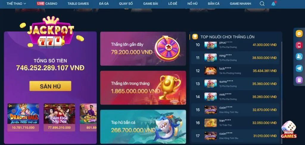 Thưởng chào mừng Win777